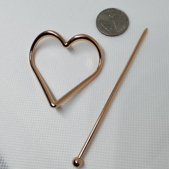 Gold Heart Hair Barrette Pin - Picture 3 of 3